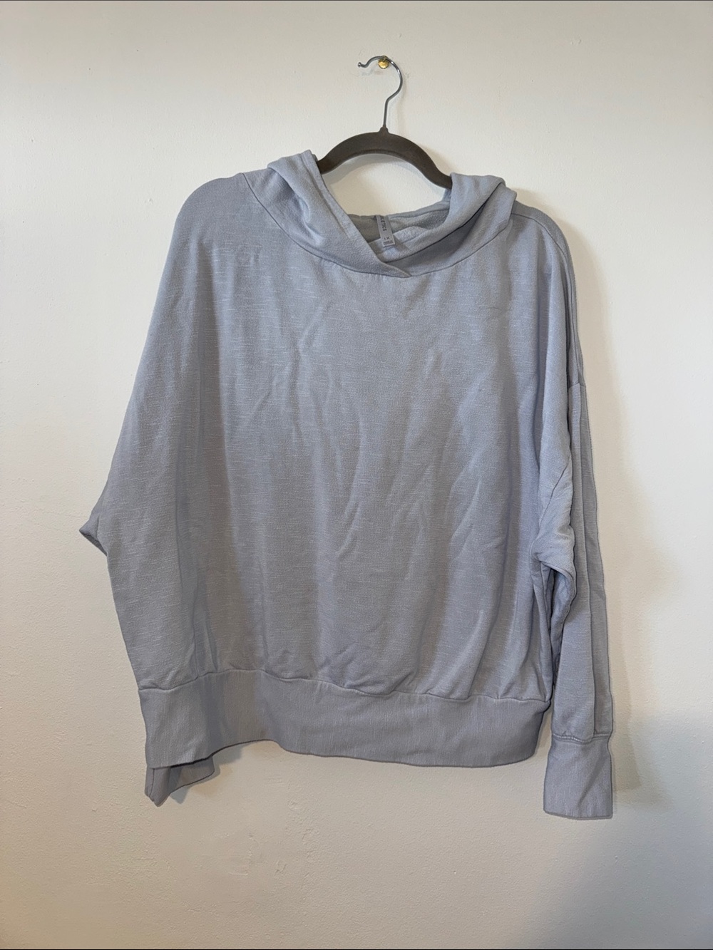 Fabletics Textured Light Blue Hooded Pullover, Size 1X